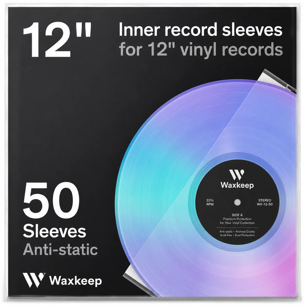 Inner Sleeves 25pk - Anti-static rice paper vinyl record inner sleeves by Waxkeep